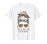 Just A Girl Who Loves Books Funny Messy Bun For Bookworm T-Shirt