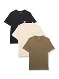 3-Pack Classic Logo Cotton T-Shirt, Cream/Black/Pewter Green, L