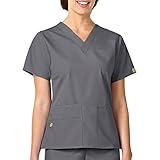 WonderWink Womens Origins Bravo V-Neck Top Medical Scrubs Shirt, Pewter, X-Small US