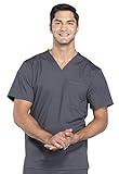 Cherokee Scrubs for Men Workwear Professionals V-Neck Four-Pocket Scrub Top Plus Size WW695, 2XL, Pewter