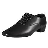 Black Ballroom Dance Shoes Leather Character Shoes for Men's Salsa Latin Tango Dancing, Black 10.5 M US