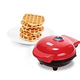 DASH Mini Waffle Maker Machine for Individuals, Paninis, Hash Browns, & Other On the Go Breakfast, Lunch, or Snacks, with Easy to Clean, Non-Stick Sides, Red Heart 4 Inch