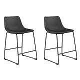 Signature Design by Ashley Centiar 24" Counter Height Modern Bucket Barstool, 2 Count, Black