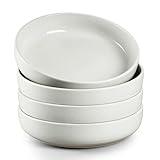 HaWare Pasta Bowls Set of 4, 33oz Large Salad Bowls for Home Kitchen, Ceramic Serving Plates for Soup, Cereal, Scratch-resistant Wide and Shallow Dinner Bowl, Microwave & Dishwasher Safe, Milky White