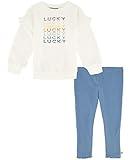 Lucky Brand Baby Girls 2-Piece Fashion Pullover & Legging Set, Everyday Wear, Comfortable & Stylish Fit, Blue/Egret