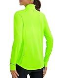 baleaf Women's Lightweight Cycling Jacket Full Zip Long Sleeve Athletic Shirts UPF 50+ Pockets Running Fluorescent Green L