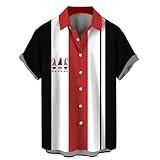 Today Christmas Hawaiian Bowling Shirts for Men 2024, Mens Christmas Button Down Shirt Short Sleeve Vacation Bowling Shirt Deal with The Devil bex Deveau