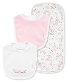 Little Me Clothes for Baby Boys’ and Girls’ 3-Piece Bib and Burp Sets, 2 Bibs and 1 Burp Cloth, Soft Cotton Feeding Essentials with Velcro Closures, Absorbent, Machine Washable