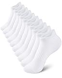 Somaibo 10 Pairs Kids Socks for Boys Girls Low Cut Athletic Ankle Socks Half Cushioned Crew Cotton No Show Socks 10-12 Years White
