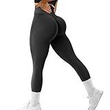 SZKANI Workout Leggings for Women Scrunch Butt Lifting Leggings Booty High Waist Yoga Pants Seamless Gym Tights(9I#-Black,L)