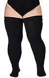 Plus Size Womens Thigh High Socks for Thick Thighs- Extra Long & Thick Over the Knee Stockings- Leg Warmer Boot Socks (Classic Black)