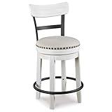 Signature Design by Ashley Valebeck 24.5" Modern Swivel Counter Height Barstool, Whitewash
