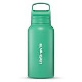 LifeStraw Go Series – Insulated Stainless Steel Water Filter Bottle for Travel and Everyday Use, Removes Bacteria, Parasites and Microplastics, Improves Taste, 1L Cactus Green