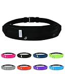 WATERFLY Running Belt Fanny Pack: Runner Marathon Jogging Waist Pack Sport Workout Exercise Fitness Phone Holder Belt for Men Women Jogger Slim Waistband Black