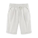 Sales+Clearance Today Deals Prime 2025 Women's Shorts Casual Comfy Cotton Linen Shorts Drawstring Elastic Waist Bermuda Summer Knee Length Beach Plus Size Bermuda for Women Summer Outfits for Women