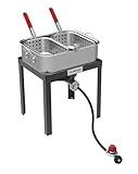 Gas One Double Fryer with 2 Baskets Propane Burners for Outdoor Cooking – Heavy Duty 18Qt Aluminum Pot Outdoor Deep Fryer with Cast Iron Burner – Propane Deep Fryer with Thermometer