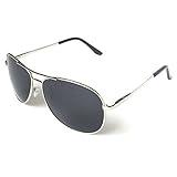 J+S Premium Military Style Classic Aviator Sunglasses, Polarized, 100% UV protection for Men Women (Large Frame - Silver Frame/Black Lens)…