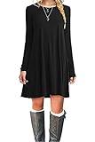 MOLERANI Women's Casual Plain Long Sleeve Sleeve Simple T-Shirt Loose Dress (L, Black)