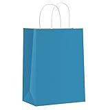 Oletx 24Pcs Blue Paper Gift Bags 8''x4.25''x10.5'' Blue Party Favor Birthday Bag for Father's Day,Shopping Grocery Retail,Treat,Food Candy,Valentine's Day,