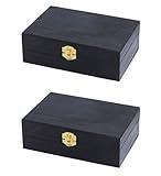 Creative Hobbies Black Wooden Keepsake Box with Gold Clasp - 6″ × 4″ × 2″ Painted Storage Case for Jewelry, Photos, Crafts & Gifts | 2 Pack