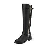 DREAM PAIRS Women's Knee High Boots Wide Calf Low Heel Riding Boots Fall Tall Boots for Women,Size 8,Black,Utah-W