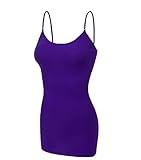 Emmalise Clothing Women's Basic Casual Plain Long Camisole Cami Top Tank, Purple, XXX-Large