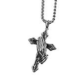 New 2025 Arrival Silver Colour Stainless Steel Personalised Prayer Gesture Punk Cross Necklace Men Women Vintage Religious Style Collar Bone Chain With For You Accessories Trendy Creative Gift