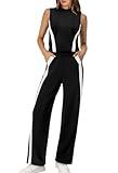 XIEERDUO Two Piece Sets for Women Summer Outfits Women's Clothing Matching Lounge Sets Beach Vacation Essentials Travel Mock Neck Luxury Fashion Track Suits Black M