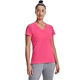 Under Armour womens Tech V-Neck Short-Sleeve T-Shirt , Cerise (653)/Metallic Silver , Medium