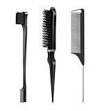 SWEET VIEW 3 Pcs Slick Back Hair Brush, Rat Tail Comb, Edge | Bristle Brush, Hair Accessories for Girls, Kids, Toddlers Sleek Ponytail/Bun, Edge Control and Smoothing Baby Hair & Flyaways