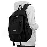 Black School Backpack for Teen Girls: 17.3 Inch College BookBag with USB Charger Anti Theft Student Casual Daypack Middle High School Bag Fashion Large Travel Back Pack Laptop Backpacks for Women Boys
