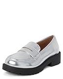 The Children's Place Girls Slip On Loafers, Silver Platform, 5 Big Kid