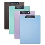Yuetshuni 4-Pack Plastic Clipboards, Assorted Colors Clipoard with Low Profile Clip, Clip Boards for Students, Teachers, Doctors, Nurses, 12.3 x 8.8 Inch