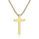 M MOOHAM Stainless Steel Cross Pendant Necklaces for Men Pendant Chain 20 Inch, Fathers Day Baptism Gifts for Dad Husband Grandpa