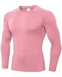 SPVISE Pink Mens Compression Shirt Long Sleeve Cool Dry Workout Athletic Base Layer Undershirts Cold Weather Running Gear Men