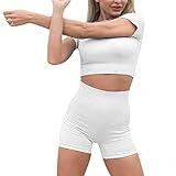 JEUROT Women's Shorts Activewear No Front Seam Yoga Workout Biker Shorts Leggings Summer Running Active Short Pants Slip Short for Under Dresses Sexy Clothes (White, L)