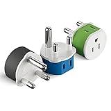 OREI South Africa, Botswana, Namibia Power Plug Adapter with 2 USA Inputs - Travel 3 Pack - Type M (US-10L), Safe Grounded Use with Cell Phones, Laptop, Camera Chargers, CPAP, and More