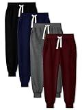 HXP 4 Pack Boys Sweatpants Boys Joggers Cotton Boys Youth Active Soft Sweatpants Kids Pocket Drawstring Joggers Large