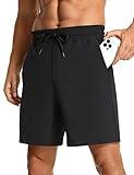 CRZ YOGA Men's Linerless Workout Shorts - 7'' Quick Dry Running Sports Athletic Gym Shorts with Pockets Black Large