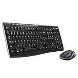 Logitech MK270 Wireless Keyboard And Mouse Combo For Windows, 2.4 GHz Wireless, Compact Mouse, 8 Multimedia And Shortcut Keys, For PC, Laptop - Black