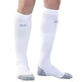 Zensah Tech+ Compression Socks - Knee High Running Socks for Sports, Travel (White, Small)