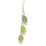 Northlight Dangling Pine Cone Christmas Glass Ornament - 7" - Lime Green and White