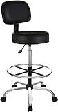 AmazonBasics Multi-Purpose Adjustable Drafting Spa Bar Stool with Foot Rest and Wheels - Black