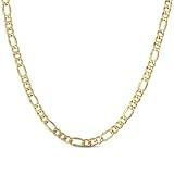 SHOP WGS 14K Solid Yellow Gold Figaro Chain Necklace for Men & Women Diamond Cut with Lobster Claw Clasp Italian 14K Real Gold Jewelry Gifts (20 Inch, 6.5MM)
