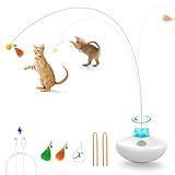 Oxawo Interactive Cat Toys Cat Exercise Tumbler, Rechargeable Cat Toys for Indoor Cats Spin Butterfly Game Teasing Kitty, Extra Long Feather Wand (P33 cat Toys)