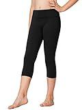 Stelle Girls Athletic Leggings Kids Dance Workout Running Yoga Pants with Hidden Pocket (Capri-black, 10-11 Years)