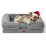 Bedsure Orthopedic Dog Bed for Medium Dogs - Waterproof Dog Sofa Beds Medium, Supportive Foam Pet Couch Bed with Removable Washable Cover, Waterproof Lining and Nonskid Bottom, Grey, 28"x23"x6.5"