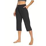 Generic Women's Capri Pants Loose Soft Yoga Sweatpants Drawstring Waist Capris Lounge Summer Cropped Pants with Pocket Women Capri Pants for Summer Best Cyber of Monday Deals Dark Gray, XX-Large