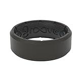 Groove Life Edge Black/Black Silicone Ring - Breathable Rubber Wedding Rings for Men, Lifetime Coverage, Unique Design, Comfort Fit Ring - Size 11