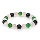 Triple Stone Ultimate Love Bracelet – Unconditional Love – Romance and Love Bracelet – Rose Quartz – Red Garnet – Green Aventurine – Natural Semi-Precious Gemstone Beaded Stretch Bracelet (10mm)